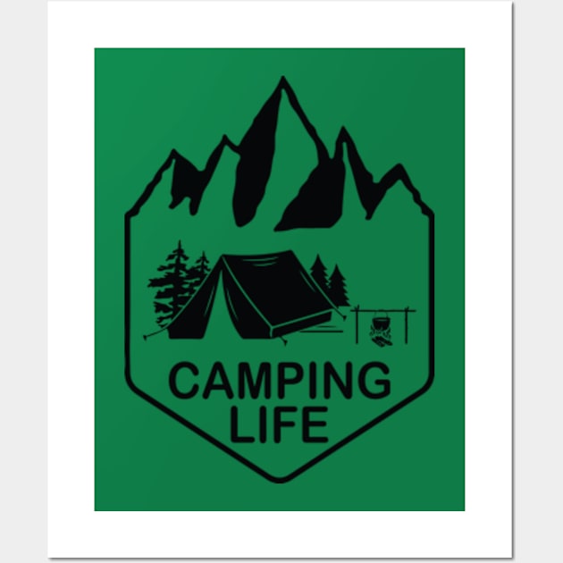 Camping Mountain Wall Art by Polahcrea